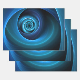 Hoja De Papel De Regalo Colores azules espirales 3D Resumen arte fractal m