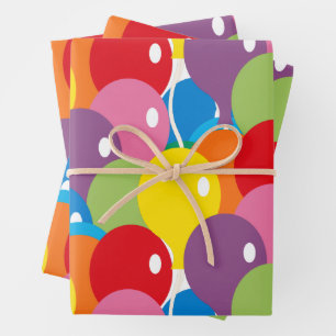 Hoja De Papel De Regalo Colores básicos de los globos negrita grande
