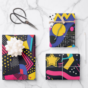 Hoja De Papel De Regalo Colores Brillantes y Negritas Patrón de Arte Abstr