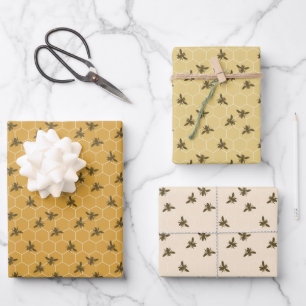Hoja De Papel De Regalo Colores de ámbar dorados de abejas