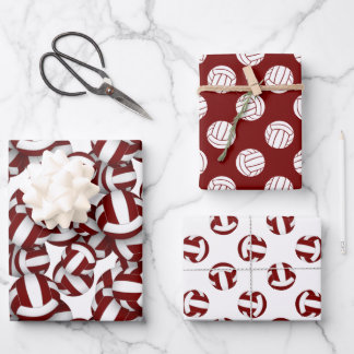 Hoja De Papel De Regalo Colores de equipo blanco marrón a juego de voleibo