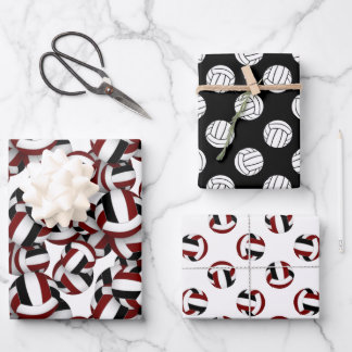 Hoja De Papel De Regalo Colores de equipo negro marrón coordinando voleibo