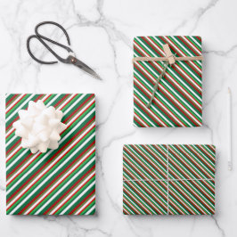 Hoja De Papel De Regalo Colores de invierno luminosos Stripe Set 2