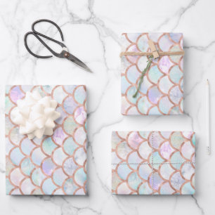 Hoja De Papel De Regalo Colores pastel bonitos patrón de escamas de sirena