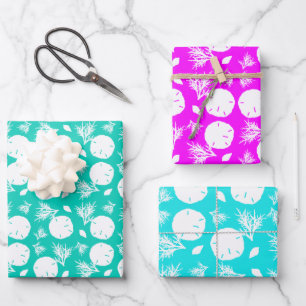 Hoja De Papel De Regalo Colores tropicales de coral marino de los dólares 