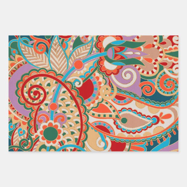 Hoja De Papel De Regalo Colorful Paisley Ornament (Anverso)