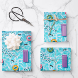Hoja De Papel De Regalo Colorful Poolside Items Summer Birthday Pool Party