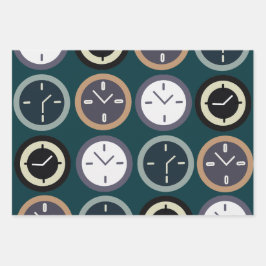 Hoja De Papel De Regalo Colorful Time Clock Pattern Watchmaker Birthday 
