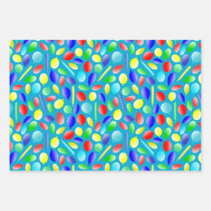 Hoja De Papel De Regalo Coloridas celebraciones de diversión de globos