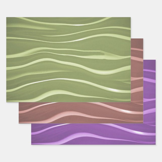 Hoja De Papel De Regalo Coloridas franjas onduladas (Set)