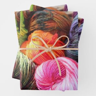Hoja De Papel De Regalo Coloridas manchas de yarn para el punto de corte
