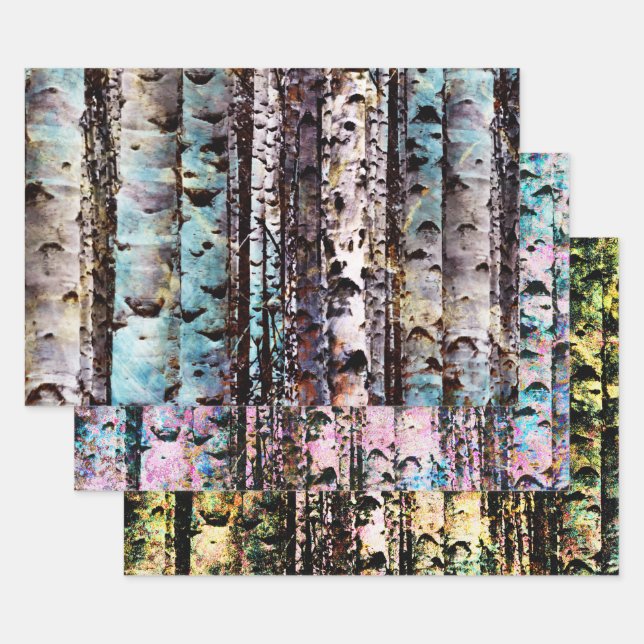 Hoja De Papel De Regalo Colorido Birch Woods (Set)