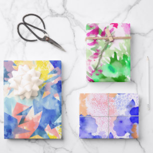 Hoja De Papel De Regalo colorido de acuarela