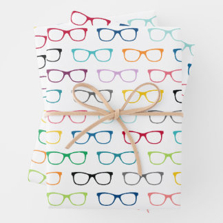 Hoja De Papel De Regalo Colorido Gafas Hipster Patrón Nervio