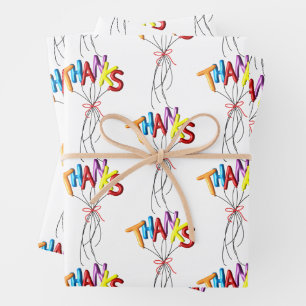 Hoja De Papel De Regalo Colorido "Gracias" deletreado con globos