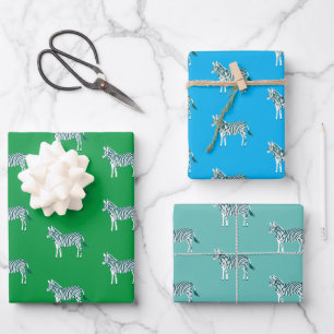 Hoja De Papel De Regalo Colorido lindo Zebras Animal Imprimir negrita Bril