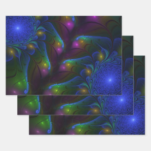 Hoja De Papel De Regalo Colorido luminoso abstracto moderno alucinante fra