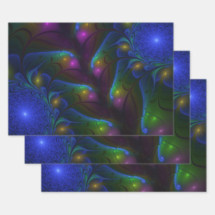 Hoja De Papel De Regalo Colorido Luminoso Abstracto Moderno Trippy Fractal