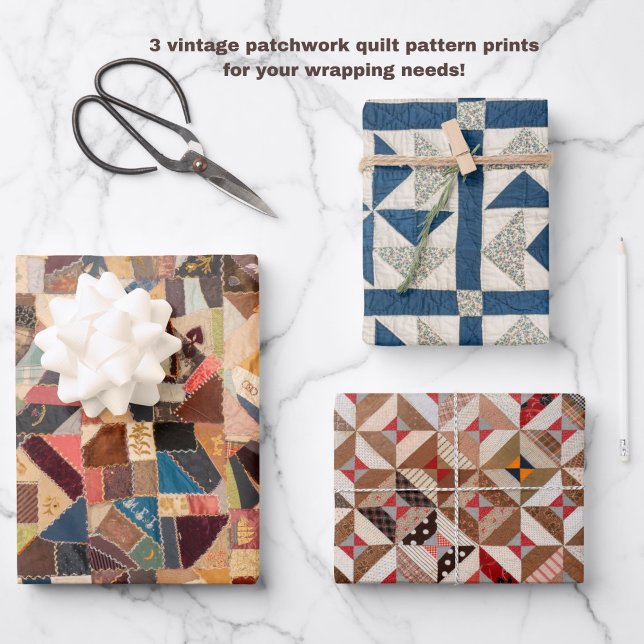 Hoja De Papel De Regalo Colorido mosaico de estilo vintage (Vintage patchwork quilt pattern wrapping paper. Stylish and original!)