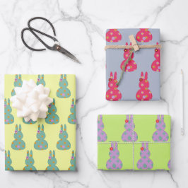 Hoja De Papel De Regalo Colorido patrón de conejito de Pascua