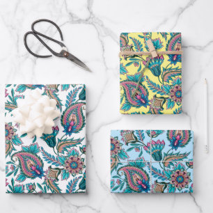 Hoja De Papel De Regalo Colorido patrón paisajista de flores étnicas
