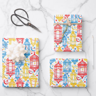 Hoja De Papel De Regalo Colorido Ramadán Kareem Feliz Eid Mubarak Linterna