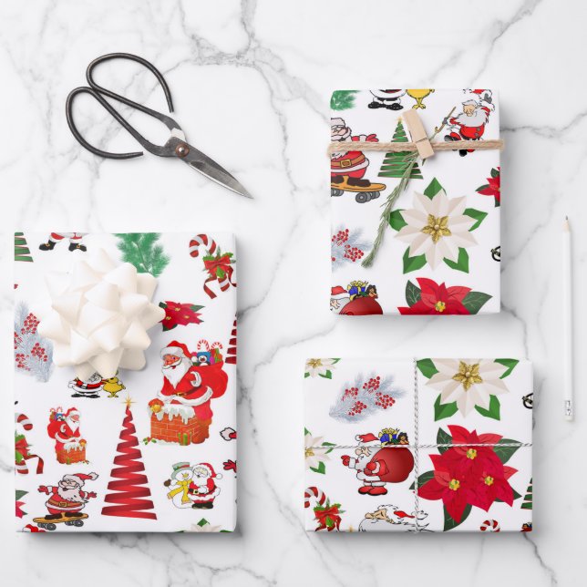 Hoja De Papel De Regalo Coloridos Navidades Personalizados Símbolos (Anverso)