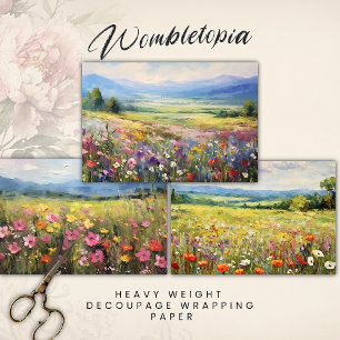 Hoja De Papel De Regalo Coloridos paisajes florales y decoración de pintur