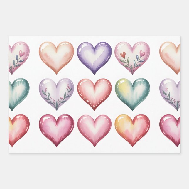 Hoja De Papel De Regalo Colourful hearts valentine seamless (Anverso)