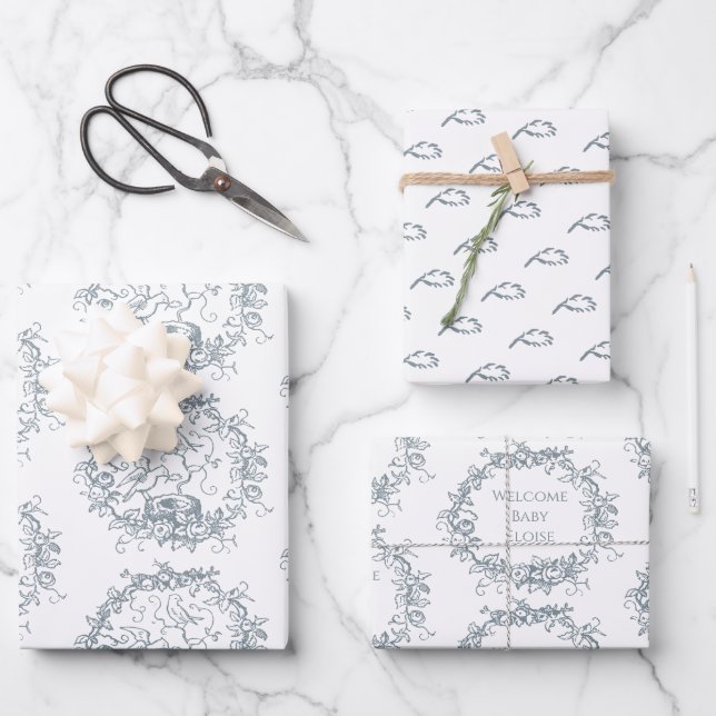 Hoja De Papel De Regalo Combinar n coincidir Aves Nest Nombre personalizad (Anverso)