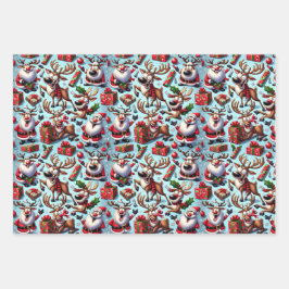 Hoja De Papel De Regalo Cómico reno en graciosos poismos