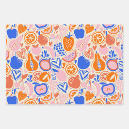 Hoja De Papel De Regalo Comida de fruta fresca de color estético