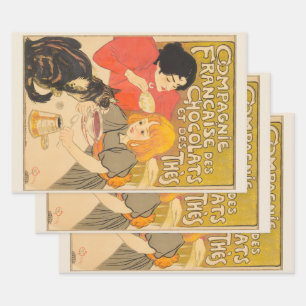 Hoja De Papel De Regalo Compañía Francesa de Chocolates y Tés, Art Nouveau
