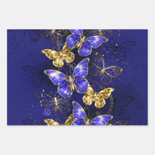 Hoja De Papel De Regalo Composición con mariposas de zafiro