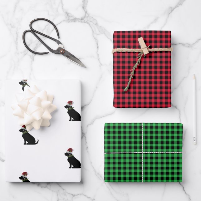 Hoja De Papel De Regalo Comprobación del patrón de Navidades recuperadores (Anverso)