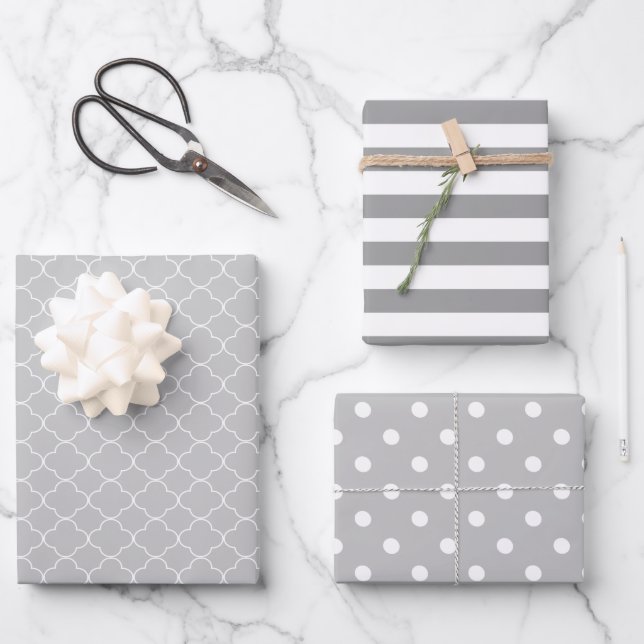 Hoja De Papel De Regalo Con estampado gris (Anverso)