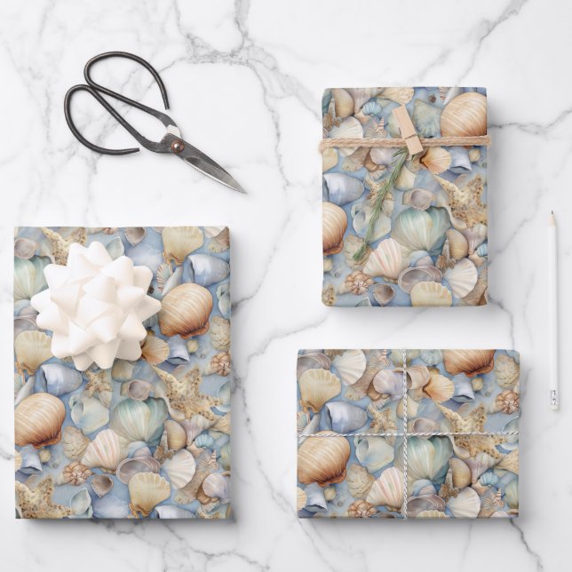 Hoja De Papel De Regalo Conchas al aguarela (Anverso)
