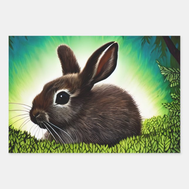 Hoja De Papel De Regalo Conejito de Cuentos (Anverso)