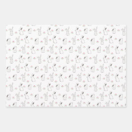 Hoja De Papel De Regalo Conejito estético Minimalista de primavera