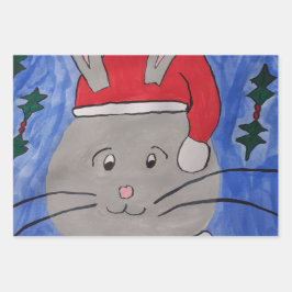 Hoja De Papel De Regalo Conejito lindo de Santa