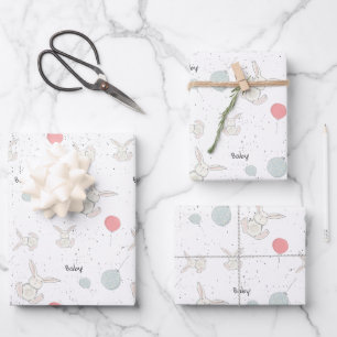 Hoja De Papel De Regalo Conejito y globos bebé