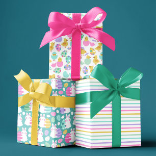 Hoja De Papel De Regalo Conejitos de Pascua y Patrones Adorables de Pollit