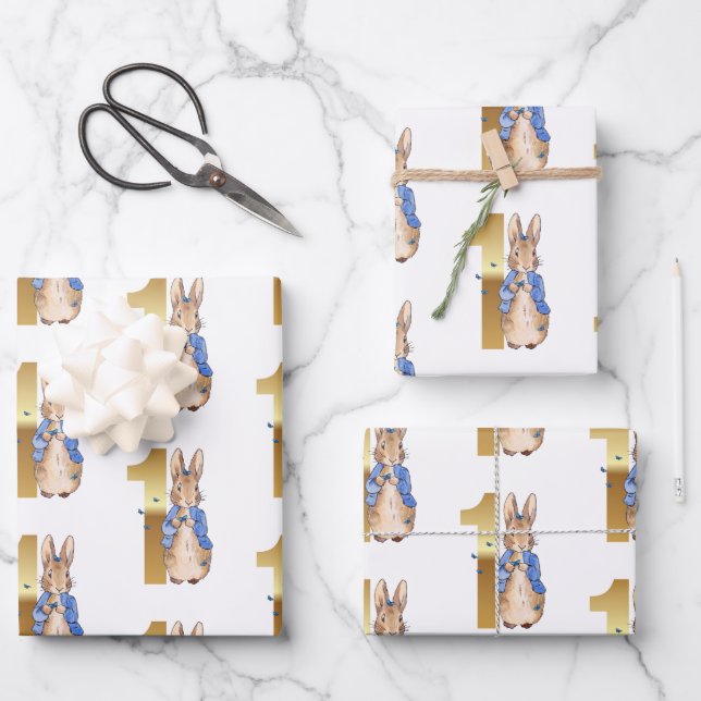 Hoja De Papel De Regalo Conejo clásico de cumpleaños (Anverso)