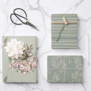 Hoja De Papel De Regalo Conejo conejo Floral Semana Santa Brunch Color de