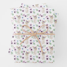 Conejo de Pascua acuarela patrón floral regalo bla