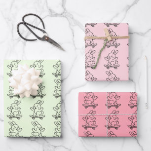 Hoja De Papel De Regalo Conejo en monopatín