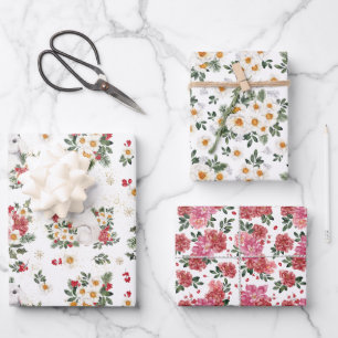 Hoja De Papel De Regalo Conejo Floral de Invierno   Año Nuevo Chino