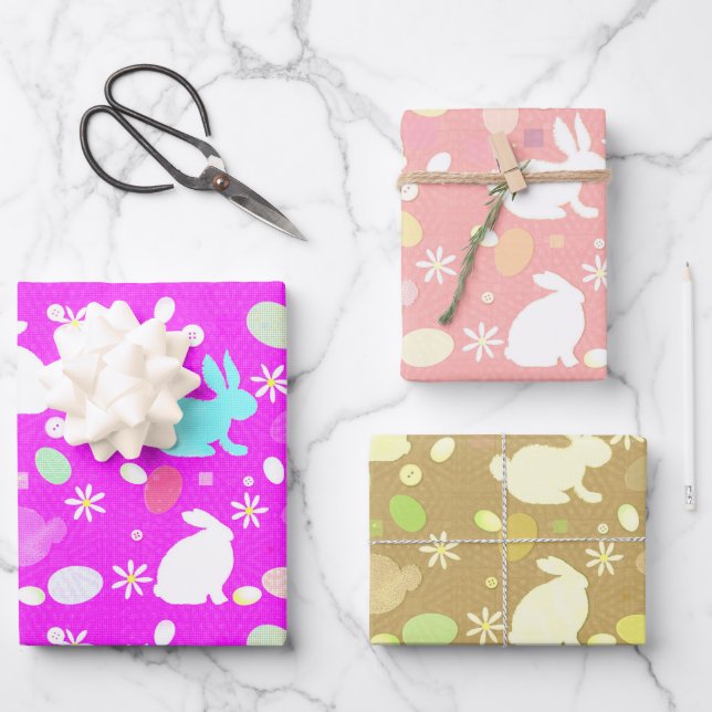 Hoja De Papel De Regalo Conejo y huevos de Pascua (Anverso)