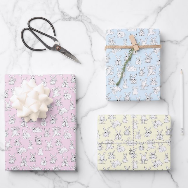 Hoja De Papel De Regalo Conejos divertidos que se divierten (Anverso)
