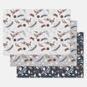 Hoja De Papel De Regalo Conejos festivos de invierno